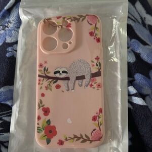 Floral Sloth iPhone 14 Pro Phone Case - Pink